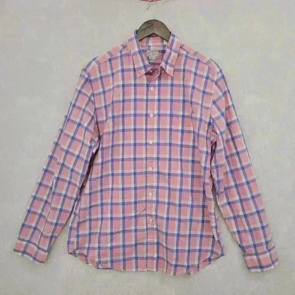 💥   Tailored Lightweight Button down Men's Dress shirt Plaid L 3465P
